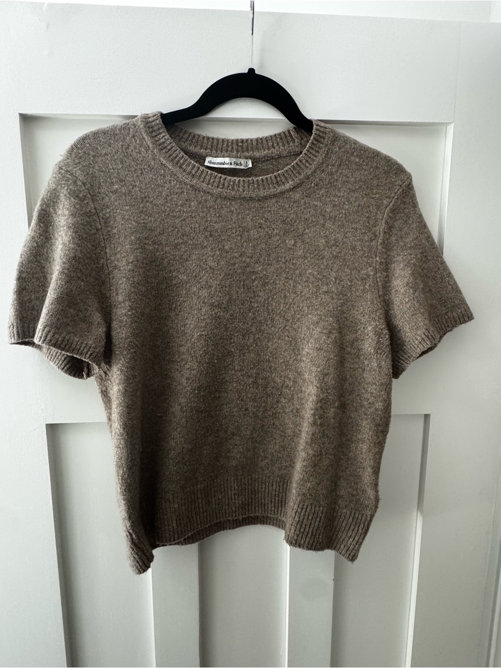 Abercrombie & Fitch Short Sleeve Cashmere Top - Taupe Brown
